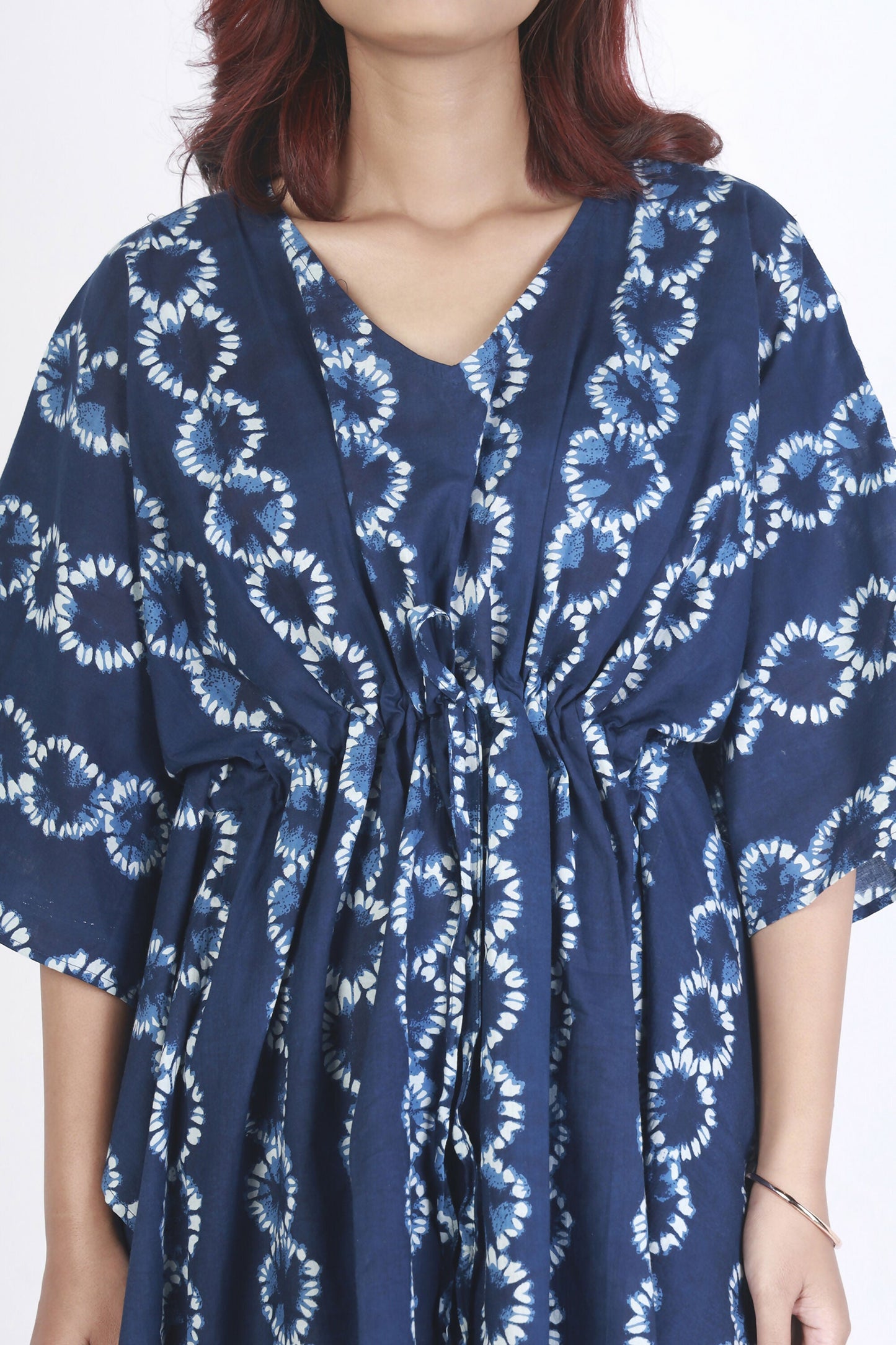 Breathables Women’S Loungewear Kaftan Cotton Blue Abstract Print Co-Ord Set