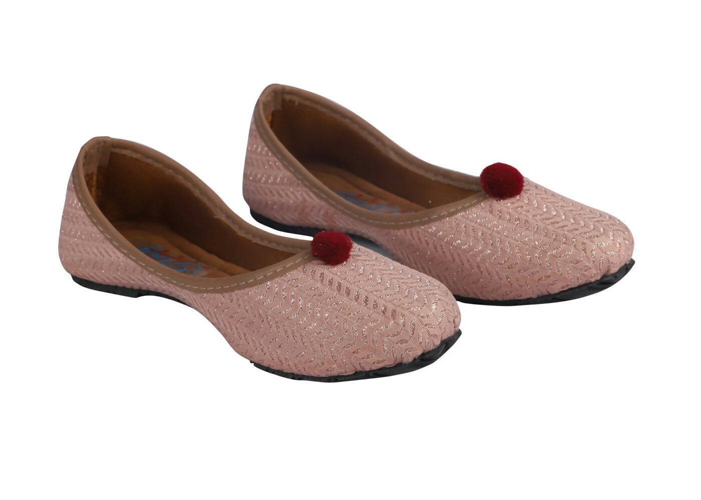 Tiny Bugs Girls Ethnic Wear Juttis - Rose Gold