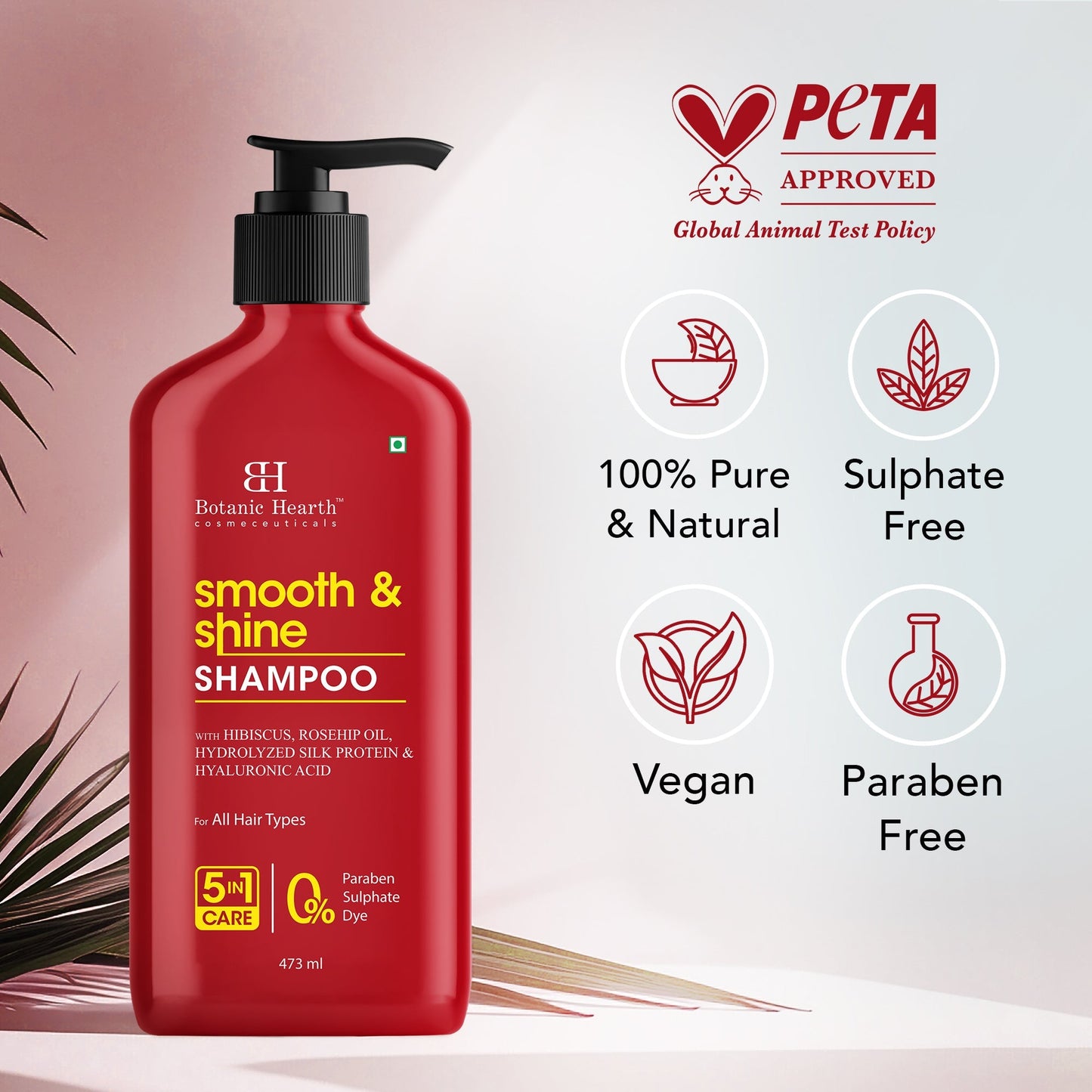 Botanic Hearth Smooth and Shine Shampoo with Hibiscus extract & Rosehip Oil