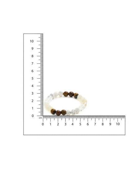 Clear Quartz and Tiger Eye Multicoloured Cyrstal Beads bracelet - Ruby Raang