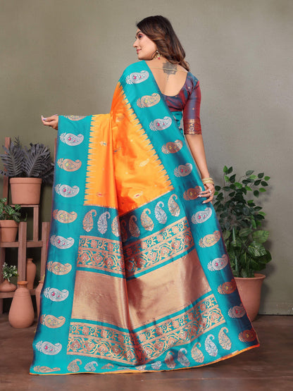 Sonakshi Women's Fenta Banarasi Silk Zari Woven Traditional Saree with Blouse