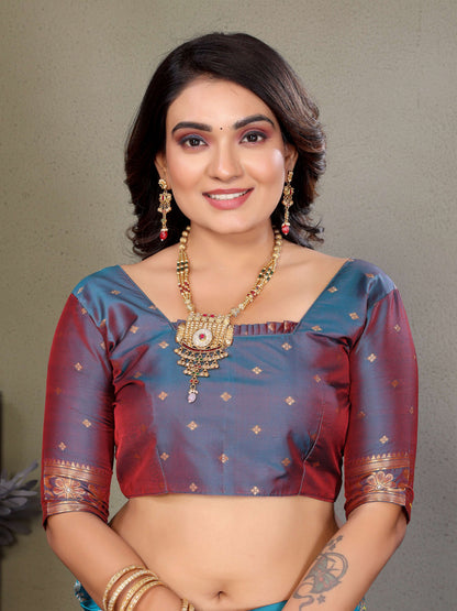 Sonakshi Women's Fenta Banarasi Silk Zari Woven Traditional Saree with Blouse