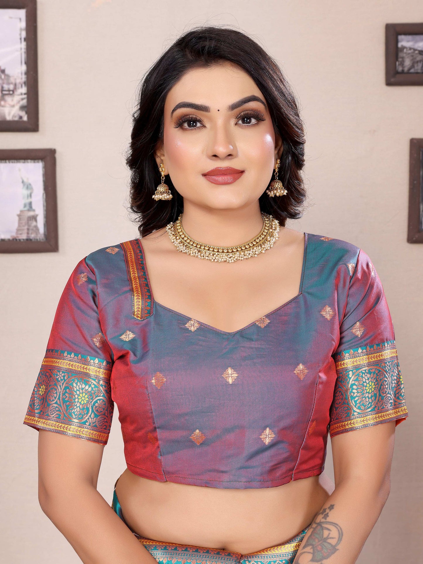 Sonakshi Women's Fenta Banarasi Silk Zari Woven Traditional Saree with Blouse