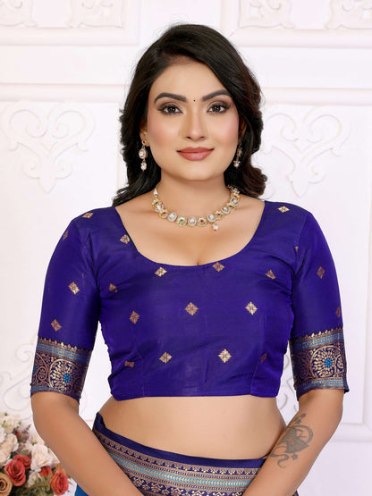 Sonakshi Women's Feroji Banarasi Silk Zari Woven Traditional Saree with Blouse