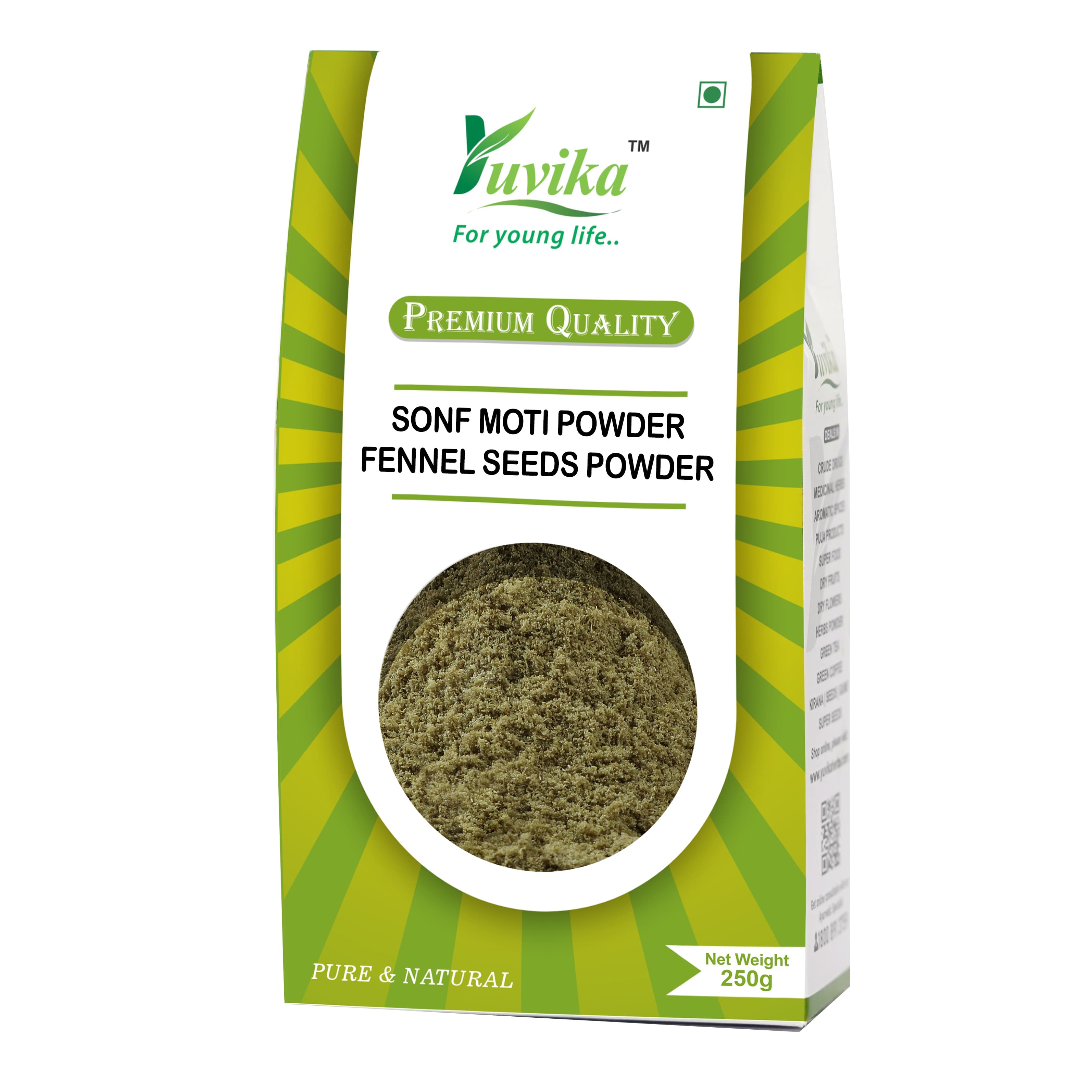 Yuvika Sonf Moti Powder - Saunf Moti Powder - Foeniculum Vulgare - Fennel Seeds Powder - 250gms