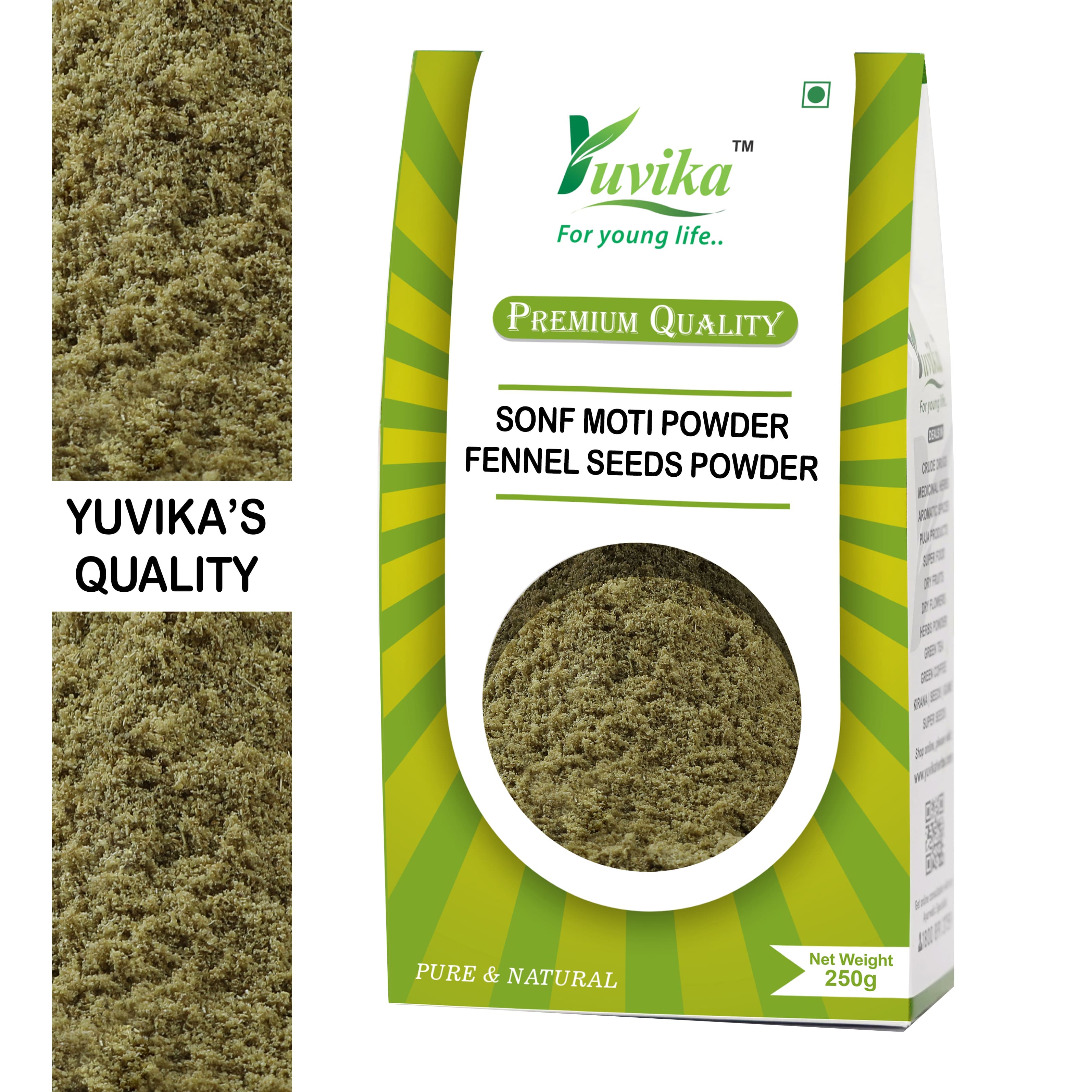 Yuvika Sonf Moti Powder - Saunf Moti Powder - Foeniculum Vulgare - Fennel Seeds Powder - 250gms