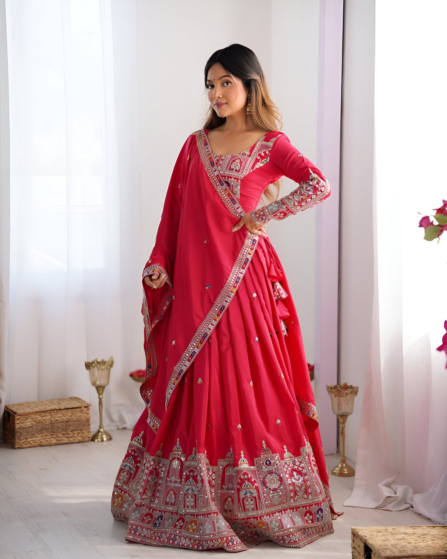 Lehenga Mart Designer Bollywood Style Wedding Lehenga Choli - Red