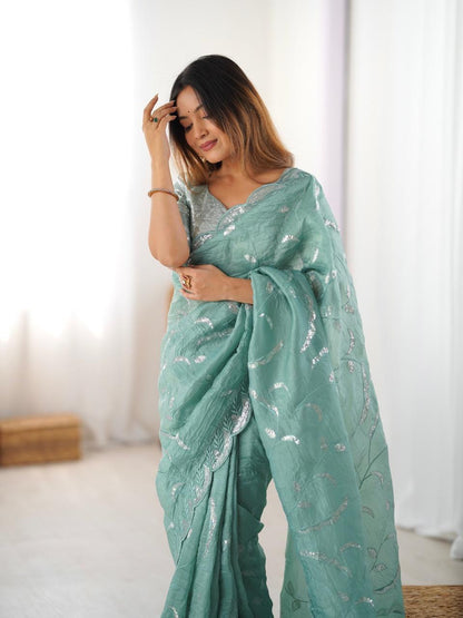 Lehenga Mart Designer Bollywood Style Party Wear Saree-Pistachio