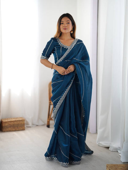 Lehenga Mart Designer Bollywood Style Party Wear Saree-Blue