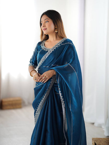 Lehenga Mart Designer Bollywood Style Party Wear Saree-Blue