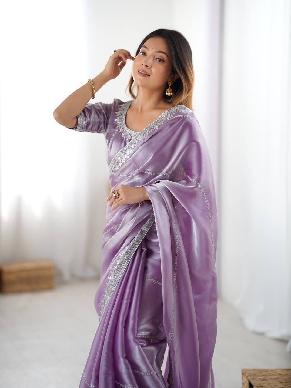 Lehenga Mart Designer Bollywood Style Party Wear Saree-Lavender