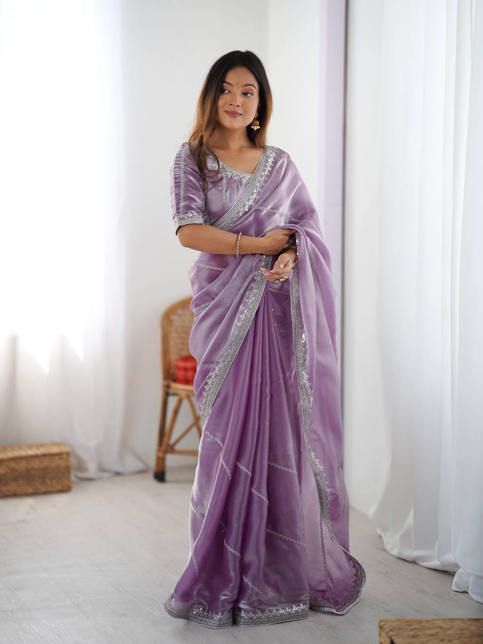 Lehenga Mart Designer Bollywood Style Party Wear Saree-Lavender
