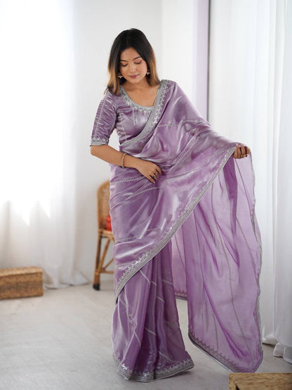 Lehenga Mart Designer Bollywood Style Party Wear Saree-Lavender