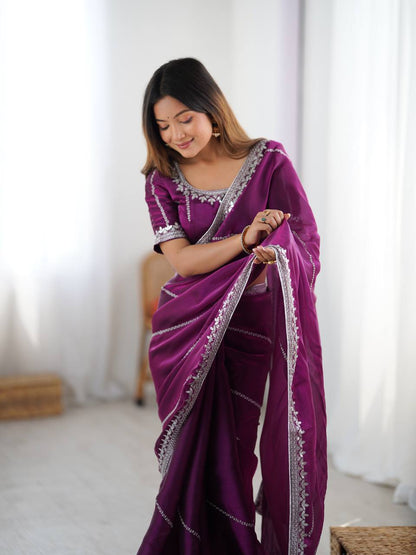 Lehenga Mart Designer Bollywood Style Party Wear Saree-Purple