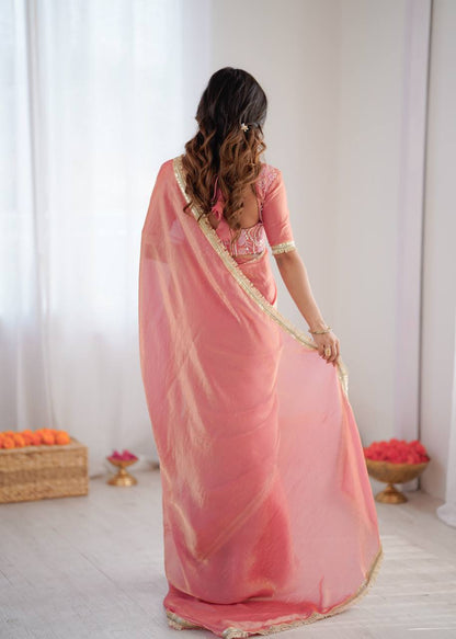 Lehenga Mart Designer Bollywood Style Party Wear Saree-Pink