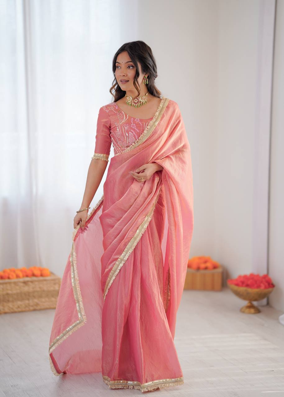 Lehenga Mart Designer Bollywood Style Party Wear Saree-Pink