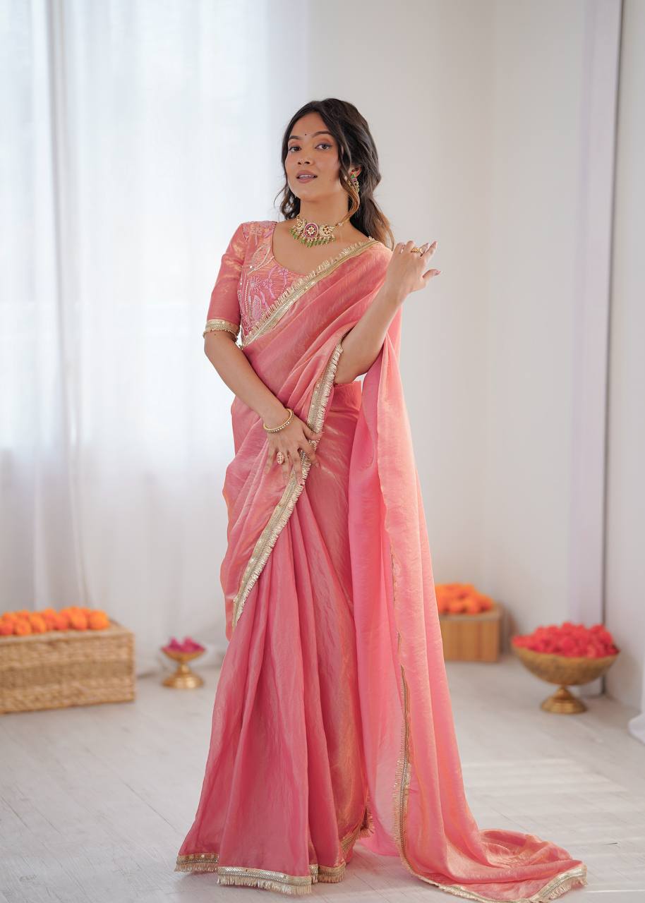 Lehenga Mart Designer Bollywood Style Party Wear Saree-Pink