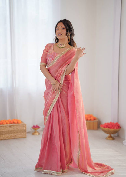 Lehenga Mart Designer Bollywood Style Party Wear Saree-Pink