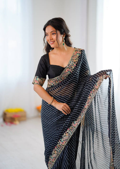 Lehenga Mart Designer Bollywood Style Party Wear Saree-Black