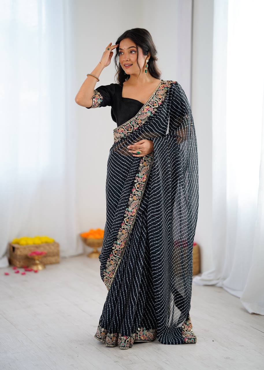 Lehenga Mart Designer Bollywood Style Party Wear Saree-Black