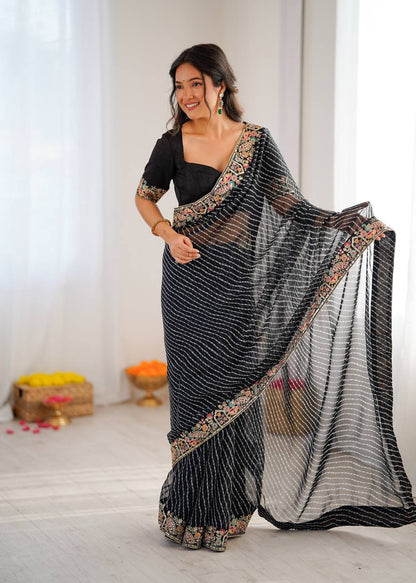 Lehenga Mart Designer Bollywood Style Party Wear Saree-Black