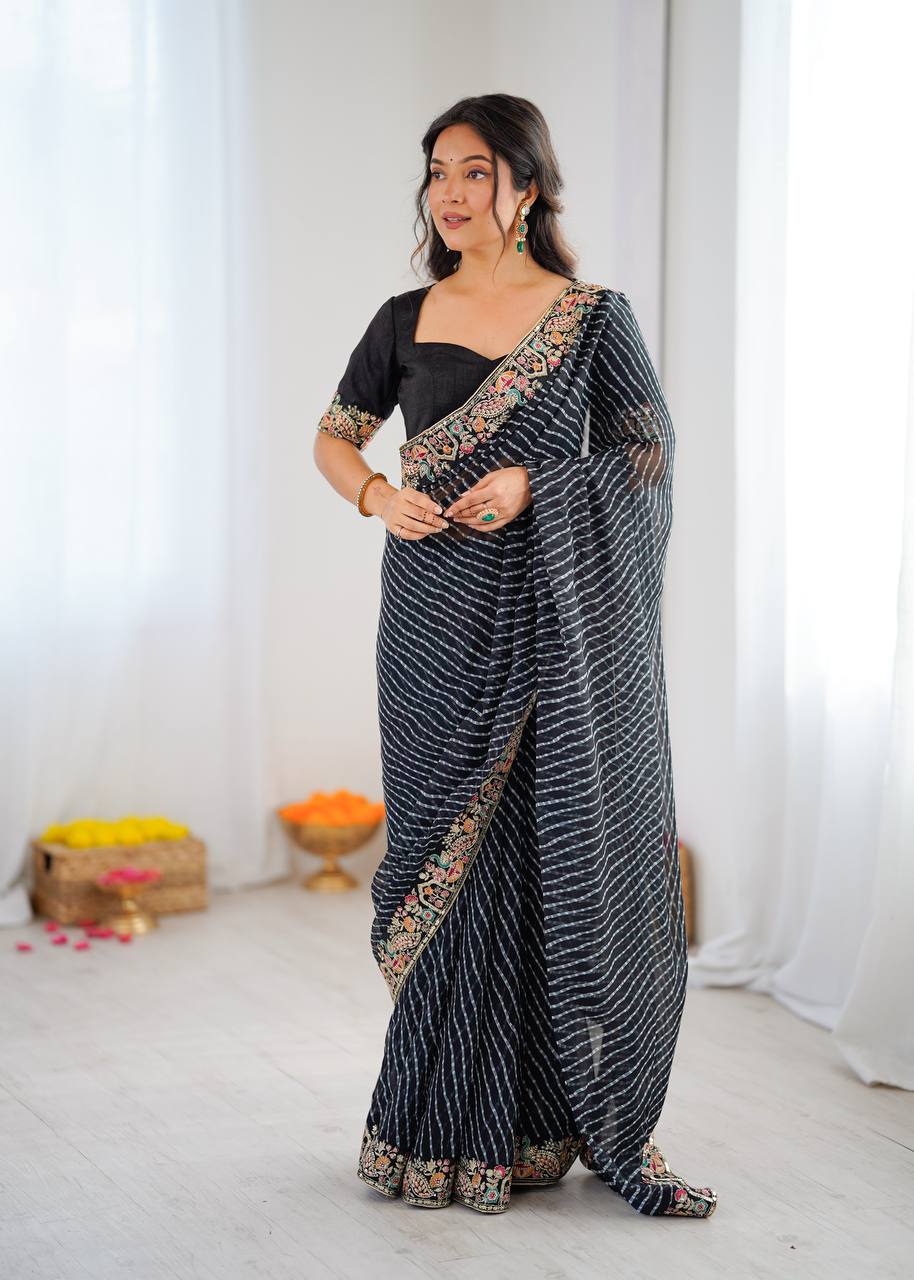Lehenga Mart Designer Bollywood Style Party Wear Saree-Black