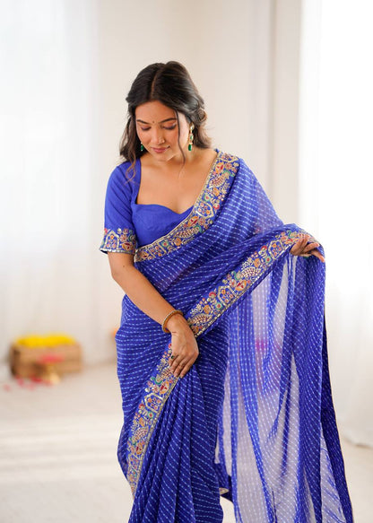 Lehenga Mart Designer Bollywood Style Party Wear Saree-Skyblue