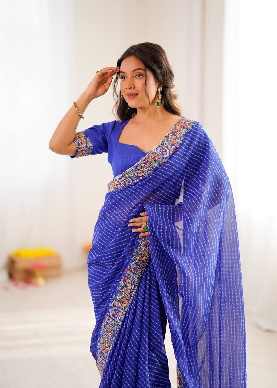 Lehenga Mart Designer Bollywood Style Party Wear Saree-Skyblue
