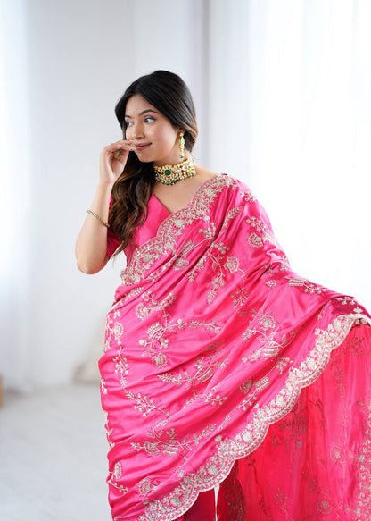 Lehenga Mart Designer Bollywood Style Party Wear Saree-Pink