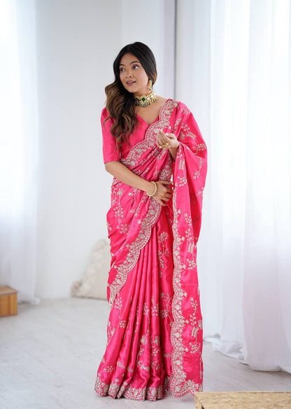 Lehenga Mart Designer Bollywood Style Party Wear Saree-Pink