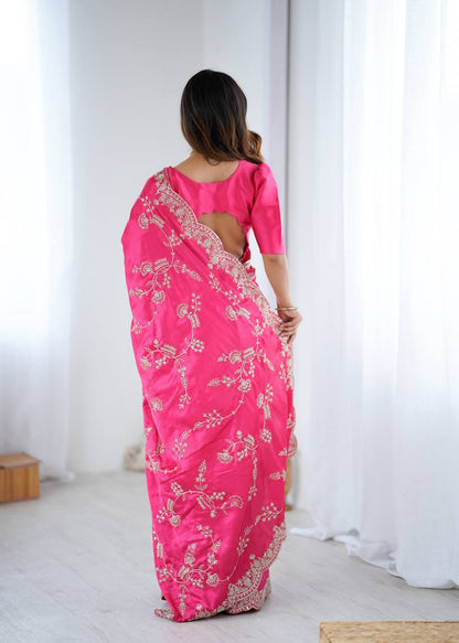 Lehenga Mart Designer Bollywood Style Party Wear Saree-Pink