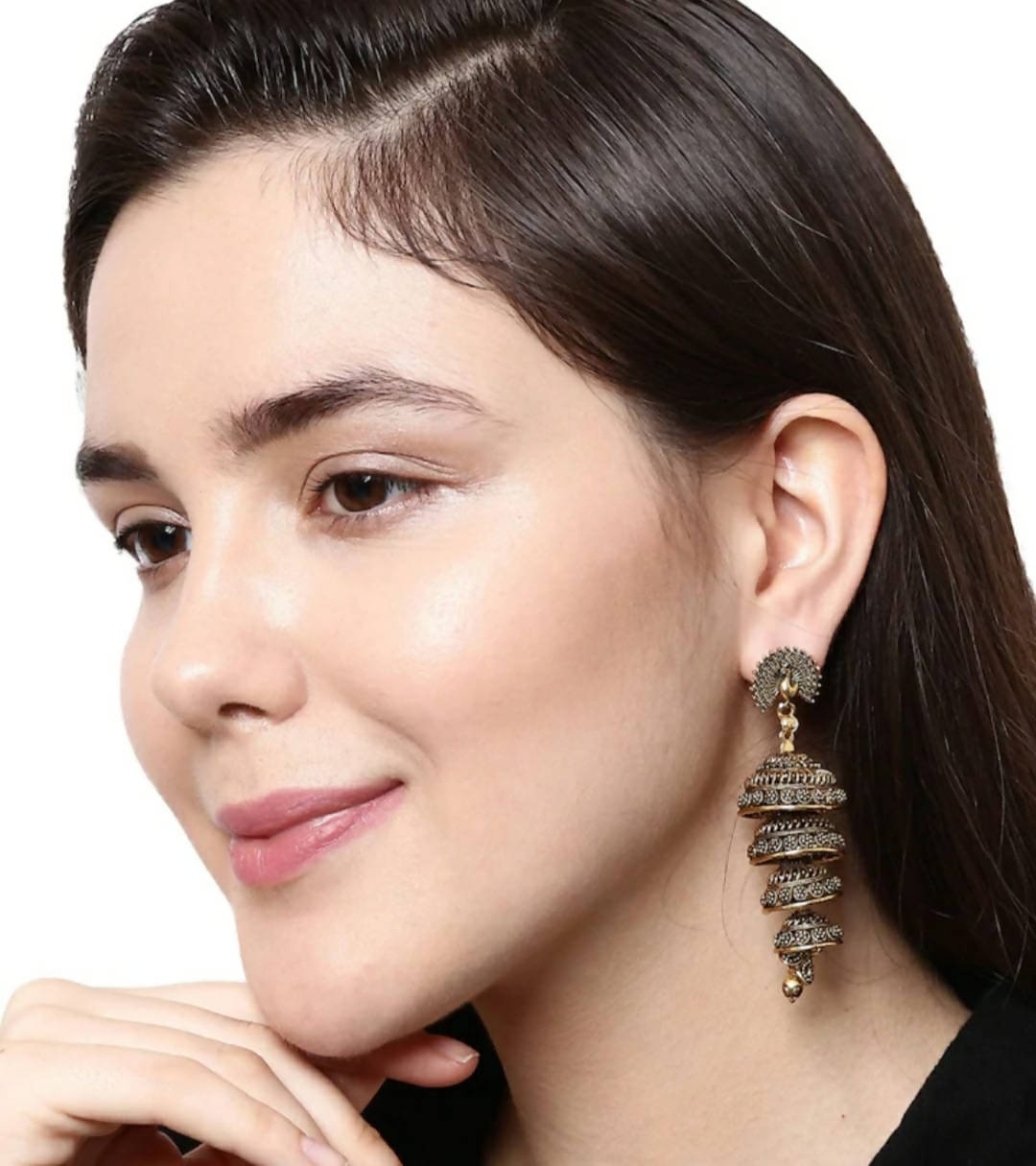 Mominos Fashion Peacock design Golden colour Earrings