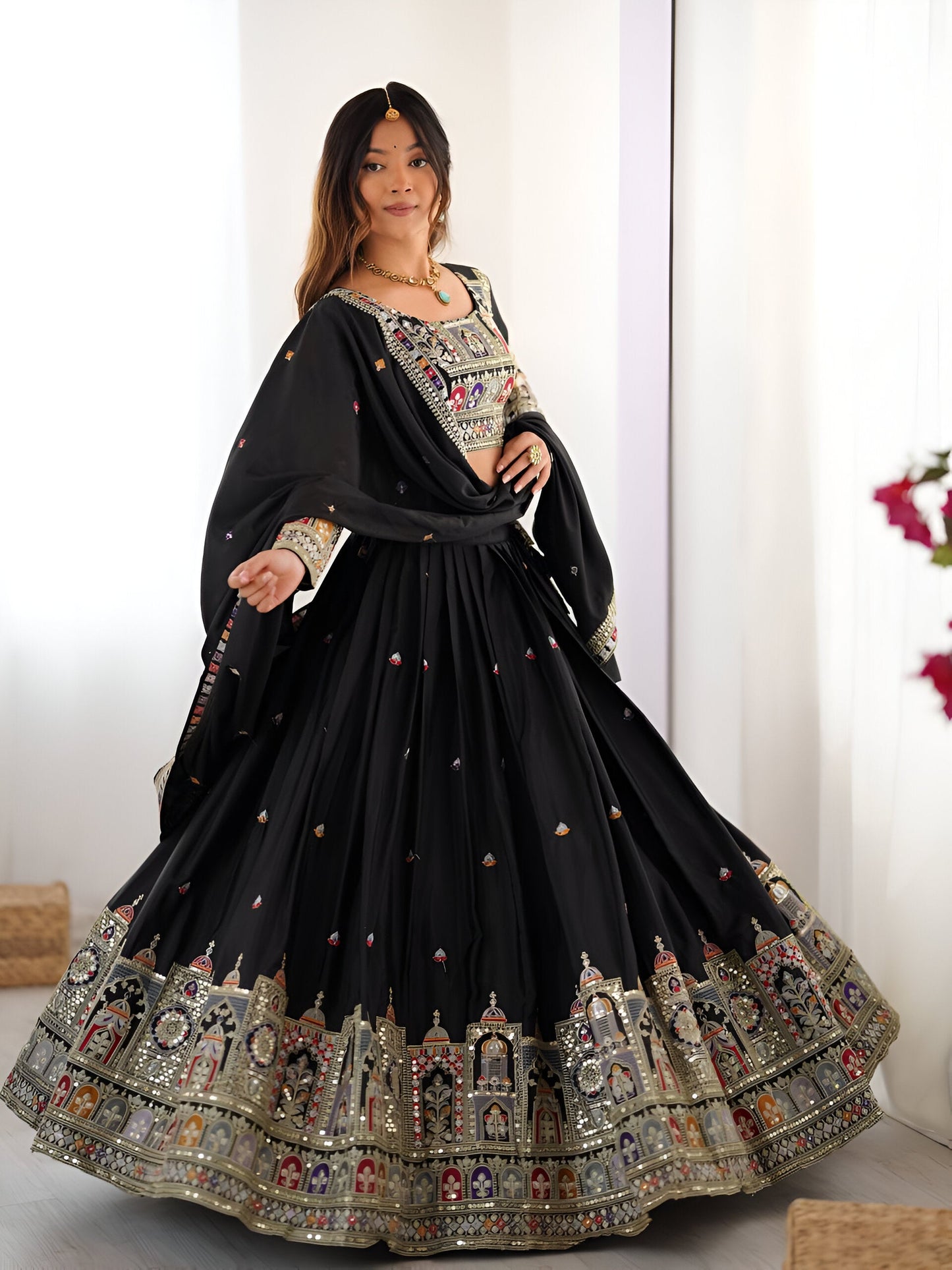 Lehenga Mart Designer Bollywood Style Wedding Wear Lehenga Choli - Black