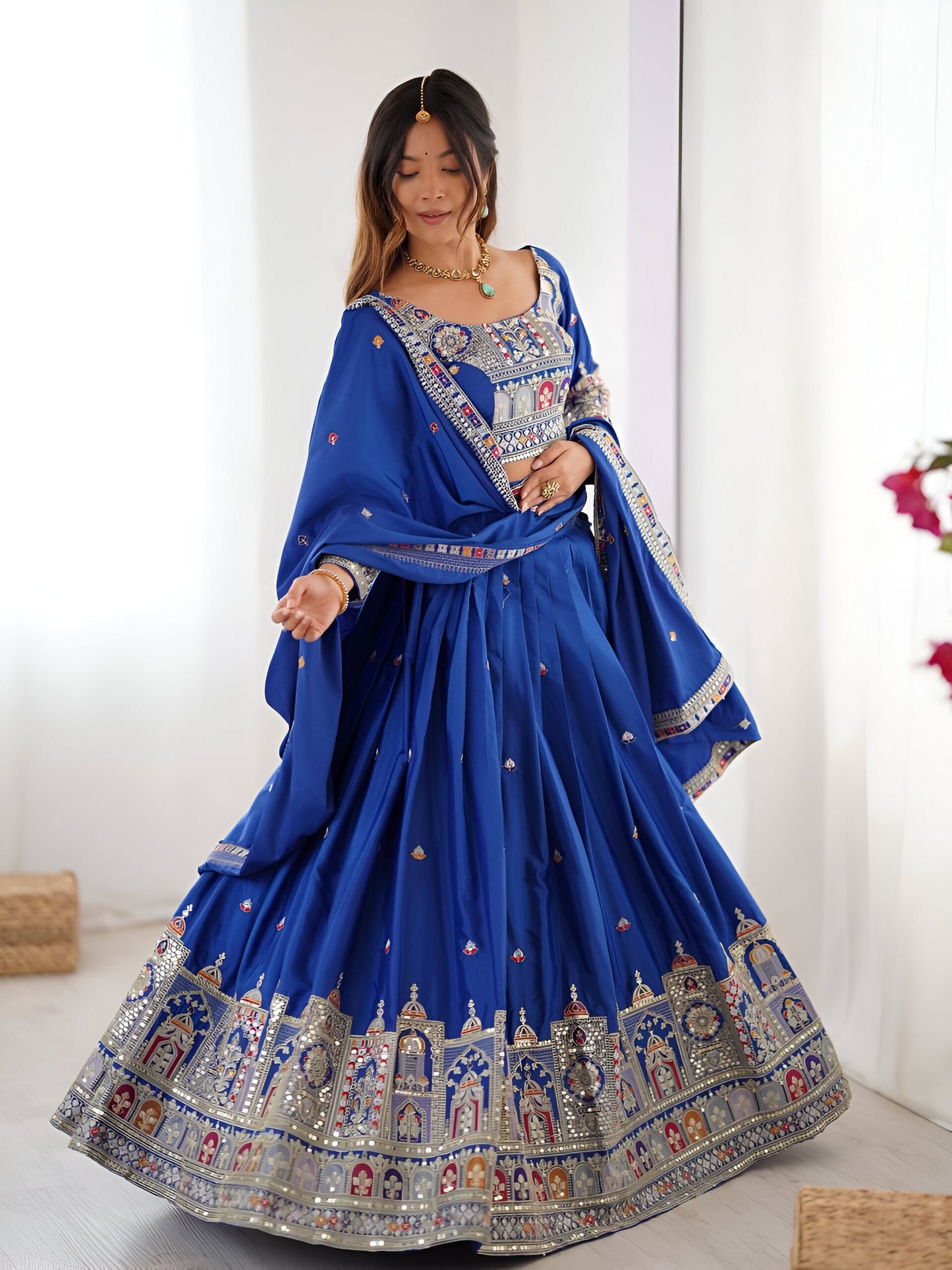 Lehenga Mart Designer Bollywood Style Wedding Wear Lehenga Choli - Blue