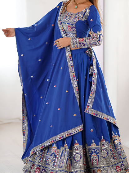 Lehenga Mart Designer Bollywood Style Wedding Wear Lehenga Choli - Blue