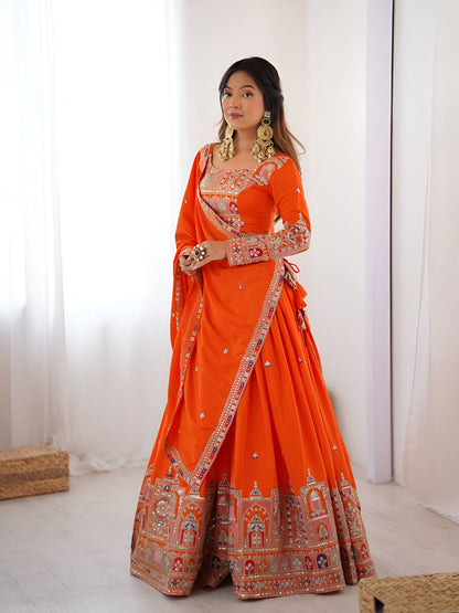 Lehenga Mart Designer Bollywood Style Wedding Wear Lehenga Choli - Orange