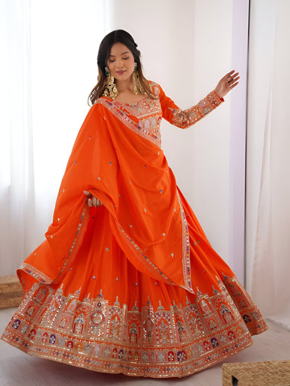Lehenga Mart Designer Bollywood Style Wedding Wear Lehenga Choli - Orange