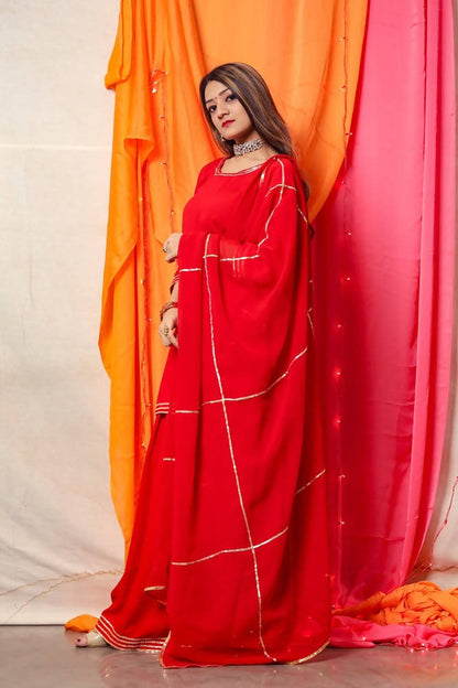 Cheera Red Kurta Palazzo Dupatta set