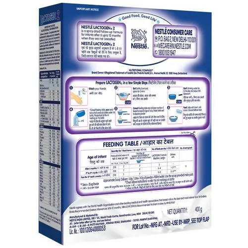 Nestle Lactogen Infant Formula Powder After 6 months Stage 2 - 400 gms