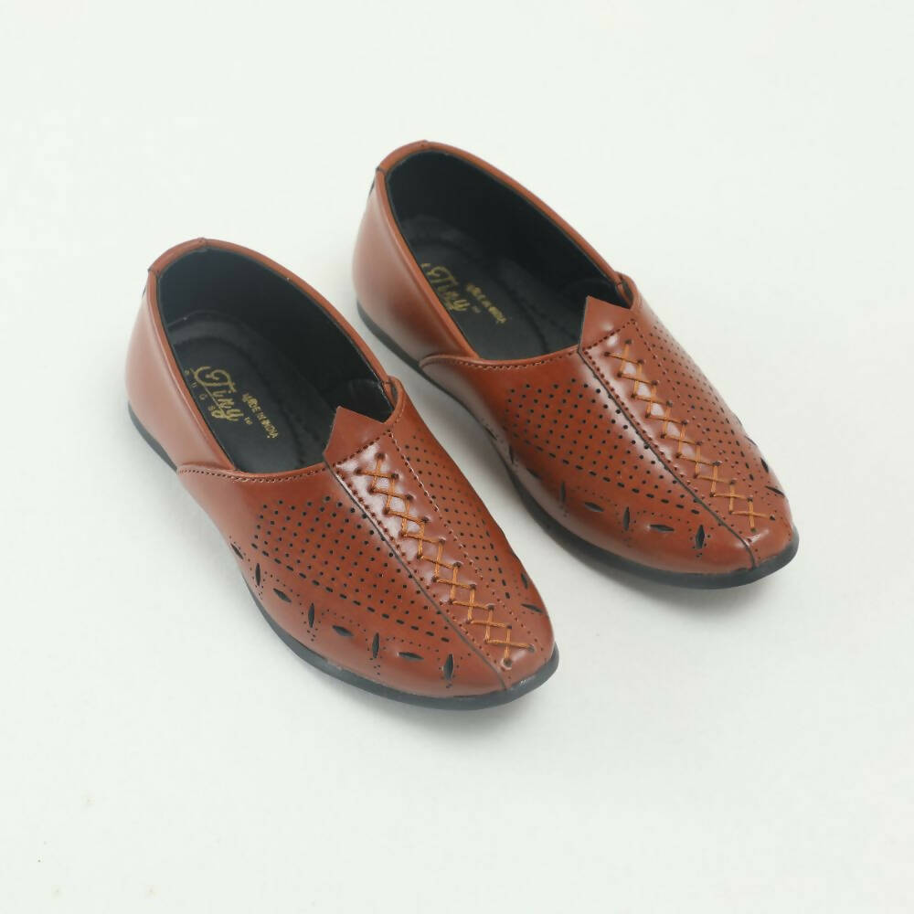 Tiny Bugs Boys Party & Ethnic Wear Mojari - Tan Color