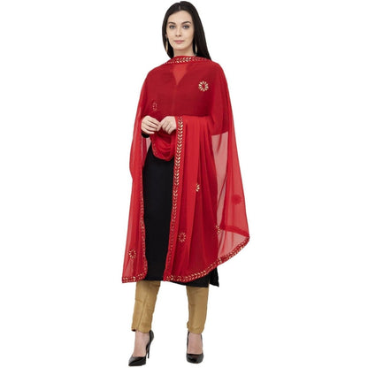 A R Silk Chiffon Gota Patti Fancy Dupatta Color Red Dupatta or Chunni