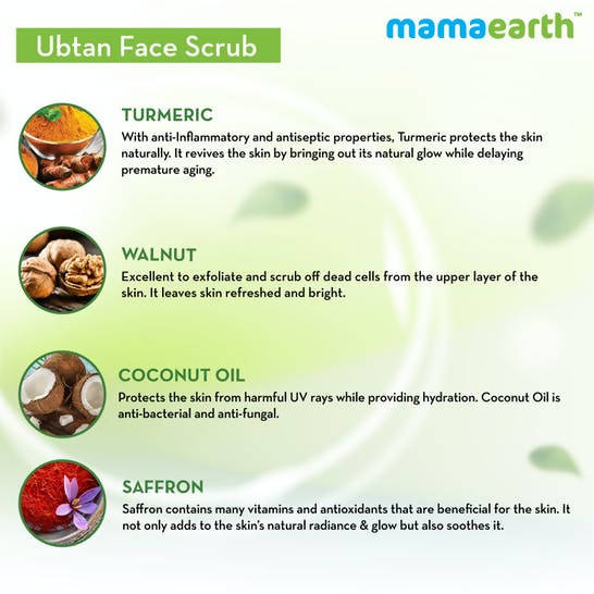 Mamaearth Ubtan Face Scrub with Turmeric & Walnut for Tan Removal - 100 gms