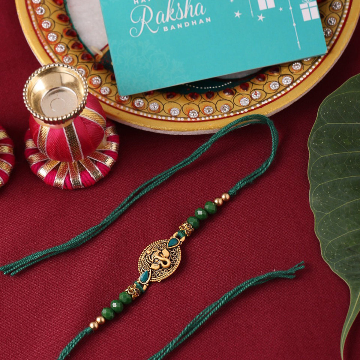 trueBrowns X Voylla Lord Ganesha Rakhi With Rudraksha