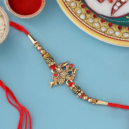 trueBrowns X Voylla Designer Ganesha Rakhi With Roli Chaawal Pack