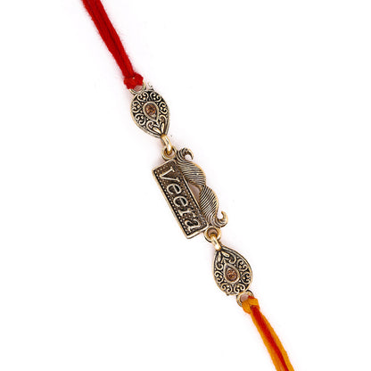 trueBrowns X Voylla Antique Designer Veera Rakhi With Roli Chaawal Pack
