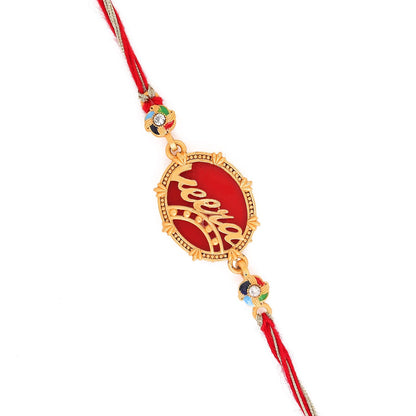 trueBrowns X Voylla Designer Veera Enameled Rakhi With Roli Chaawal Pack