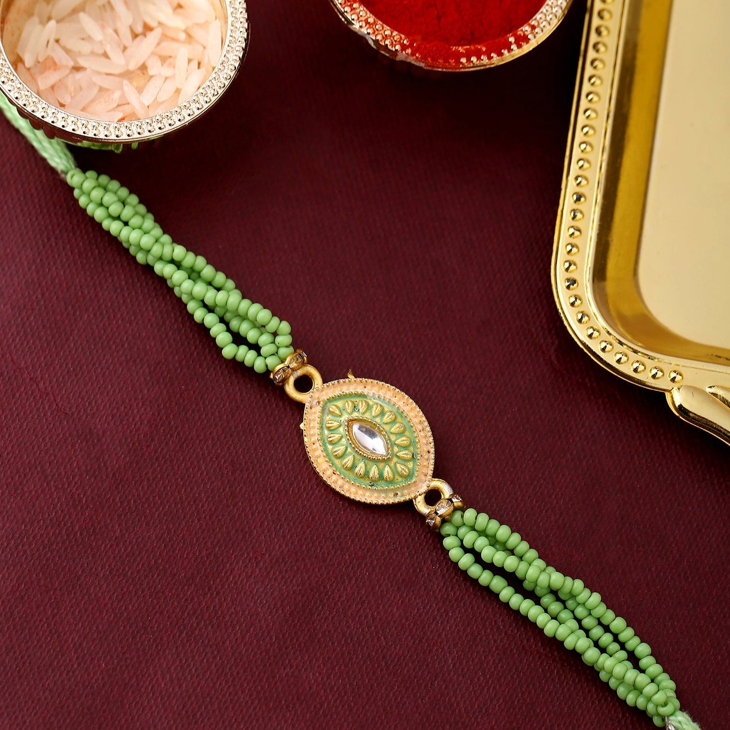 trueBrowns X Voylla Designer Beaded Rakhi With Roli Chaawal Pack