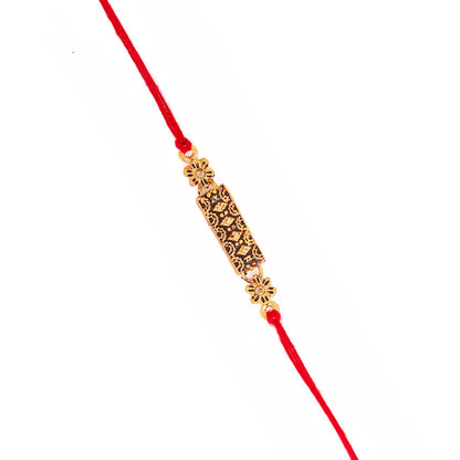trueBrowns X Voylla Antique Floral Designer Rakhi With Roli Chaawal Pack