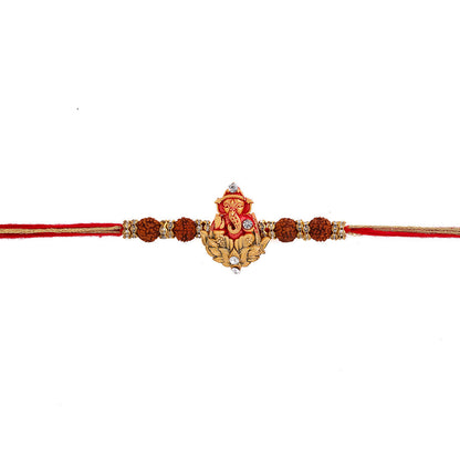 trueBrowns X Voylla Divine Rudraksha Ganesha Rakhi With Roli Chaawal Pack