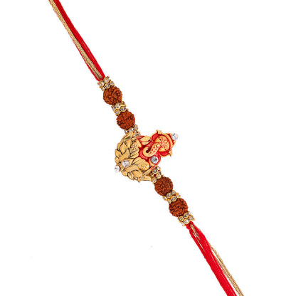 trueBrowns X Voylla Divine Rudraksha Ganesha Rakhi With Roli Chaawal Pack